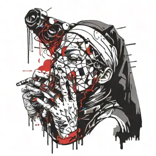 blindfolded nun shushing tattoo design idea