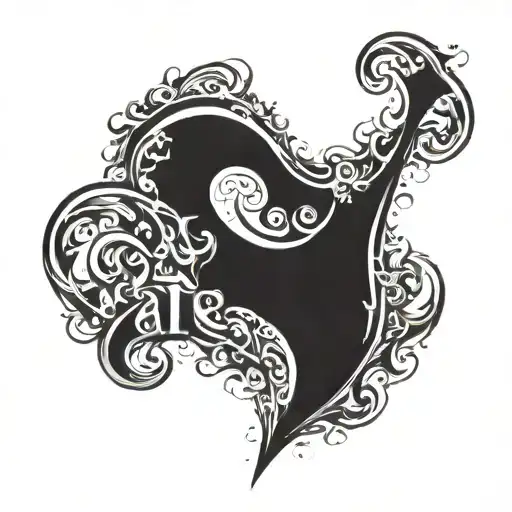 the word FATE in the shape of a heart tattoo design idea