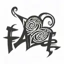 the word FATE in the shape of a heart tattoo design idea