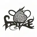 the word FATE in the shape of a heart tattoo design idea