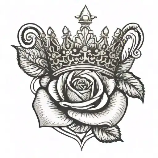 small and simple letter 'a' with a crown and a rose under the ear placement  tattoo design idea