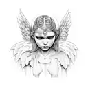 Dying angel crying tattoo design idea