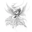 Dying angel crying tattoo design idea