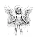 Dying angel crying tattoo design idea