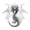 Green snake shape dragon emerging from the water to the sky with a menacing face and strong body tattoo design idea