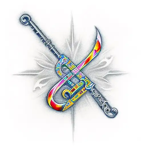 Keyblade from kingdomhearts infused with musical notes tattoo design idea