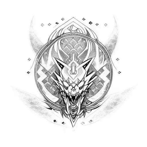 Kingdom hearts styled dragon roaring  tattoo design idea