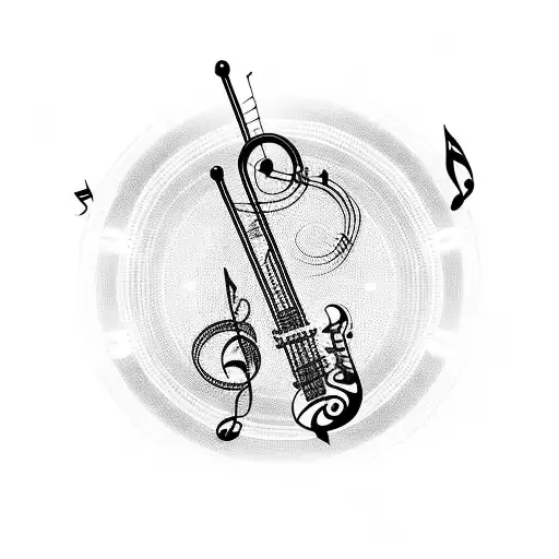 Keyblade from kingdomhearts infused with musical notes tattoo design idea