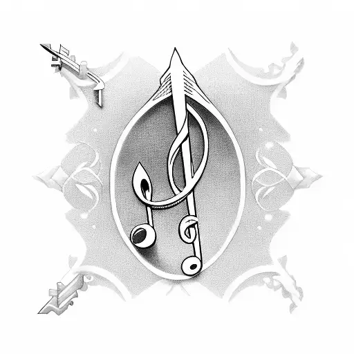 Incorporate a musical note with a keyblade tattoo design idea