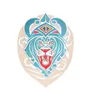 Polynesian-inspired lion tattoo design idea