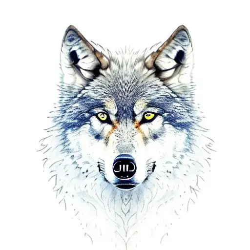 Wolf with a crow tattoo design idea