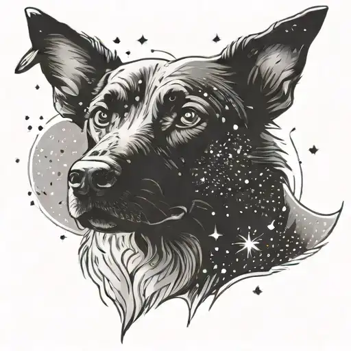 starry sky dog tattoo design idea