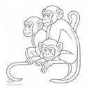 3 monkey of wisdom tattoo design idea