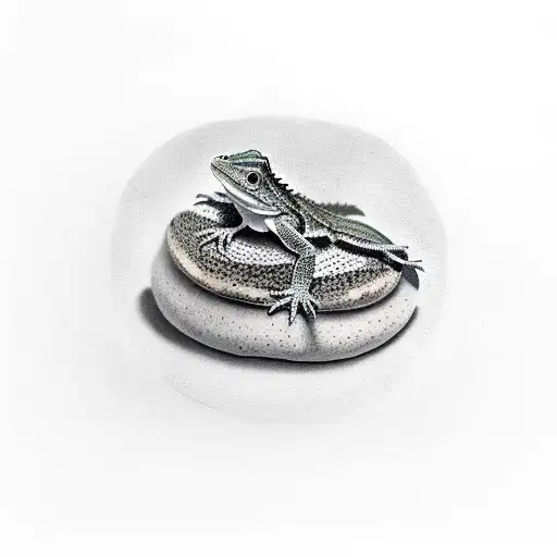 baby bearded dragon sitting on a bagel tattoo design idea