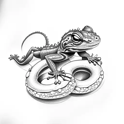 baby lizard on a bagel tattoo design idea
