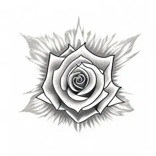 sunflower and rose with the Metallica star logo tattoo design idea