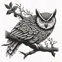 An owl perched on a binary code branch tattoo design idea