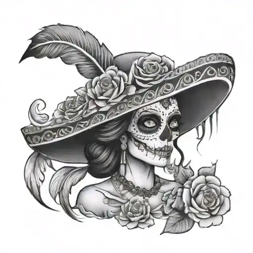 catrina mexican woman tattoo design idea