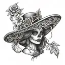 catrina mexican woman tattoo design idea