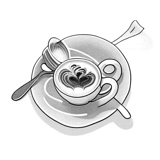 A coffee cup surrounded by friends chatting and laughing at a cafe tattoo design idea