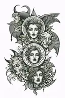 A tattoo showing multiple moods representing anxiety tattoo design idea