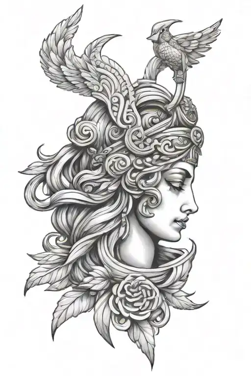 athena greek goddess symbol intertwined tattoo design idea