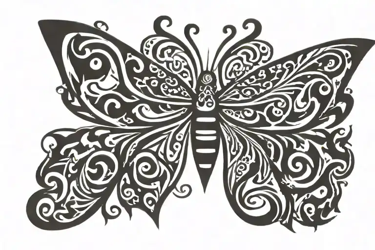tramp stamp butterfly flying tattoo design idea