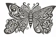 tramp stamp butterfly flying tattoo design idea