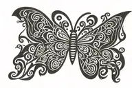 tramp stamp butterfly flying tattoo design idea