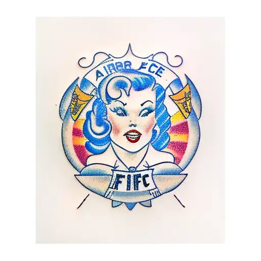air force pinup girl tattoo design idea