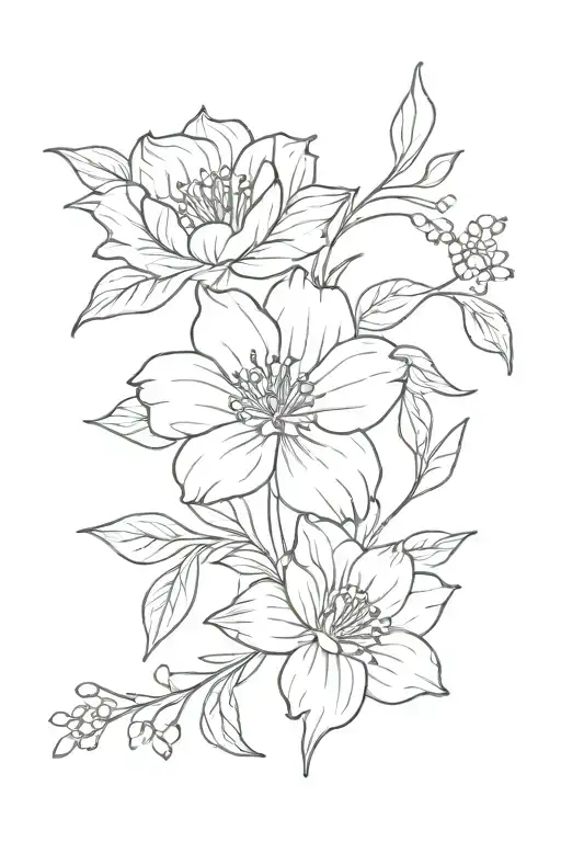 November December February September birth flower tattoo design idea