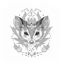 Create a tattoo featuring an opossum surrounded by intricate crochet patterns tattoo design idea