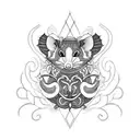 Create a tattoo featuring an opossum surrounded by intricate crochet patterns tattoo design idea