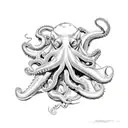 Poseidon with a octopus  tattoo design idea