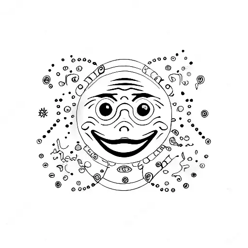 psychadelic puddling smiley face tattoo design idea
