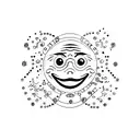 psychadelic puddling smiley face tattoo design idea
