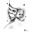 ghost with child tattoo design idea