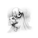 ghost with child tattoo design idea