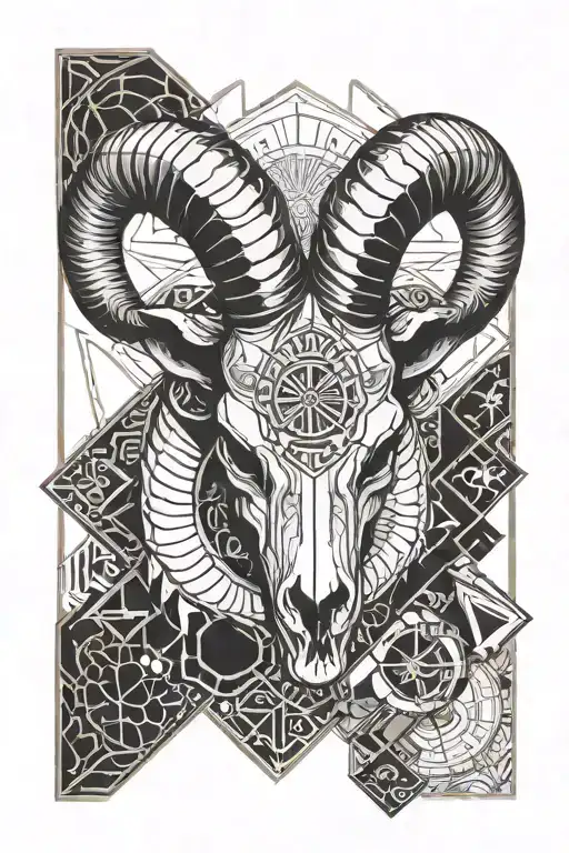 derby county ram skull with the word JINX tattoo design idea