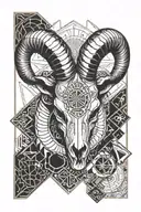 derby county ram skull with the word JINX tattoo design idea