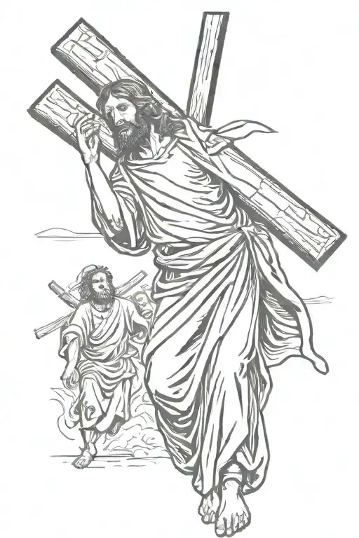 jesus carries the cross tattoo design idea