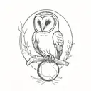 barn owl holding cristal ball tattoo design idea
