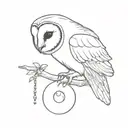 barn owl holding cristal ball tattoo design idea