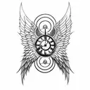 warrior angel stair clock son tattoo design idea