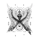 warrior angel stair clock son tattoo design idea