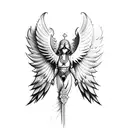 warrior angel stair clock son tattoo design idea