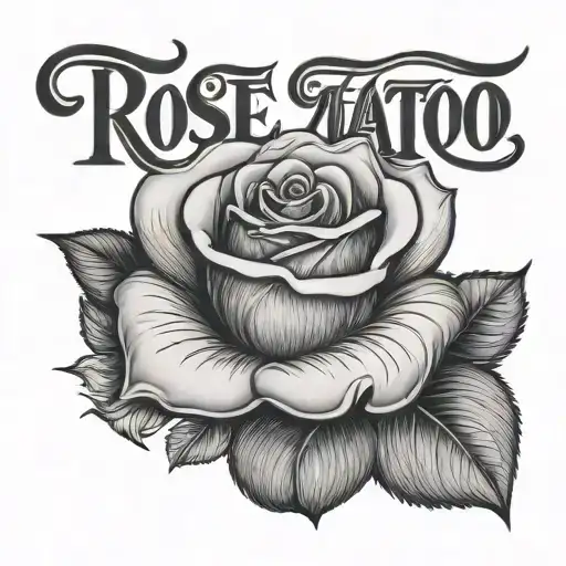 rose tattoo with Alexis name written tattoo design idea