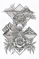 ocean, mountain, desert, wheat fields, corn fields, roses tattoo design idea