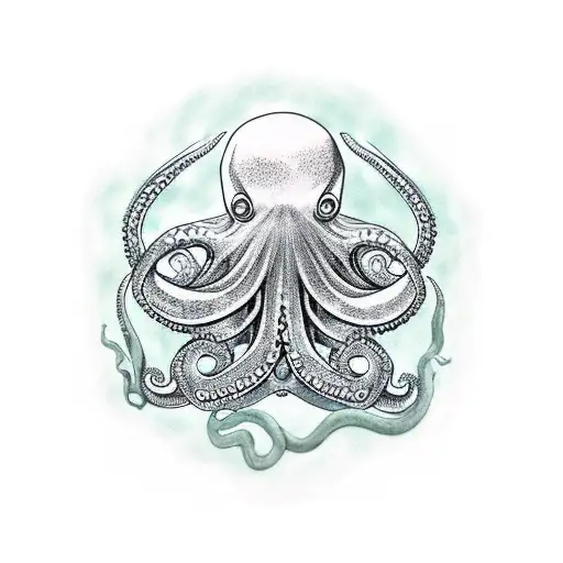 octopus inside a boat steering wheel tattoo design idea