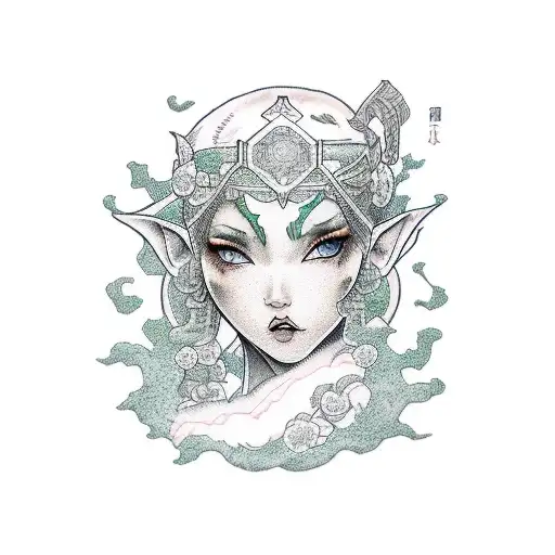 elf woman, Jupiter berry, family, love tattoo design idea